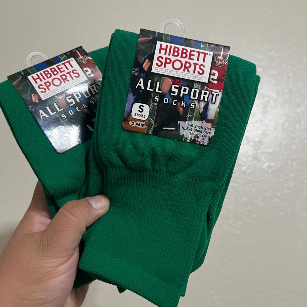 2 Pack Hibbett Sports All Sport Socks Small Green 7-9 Sock Size